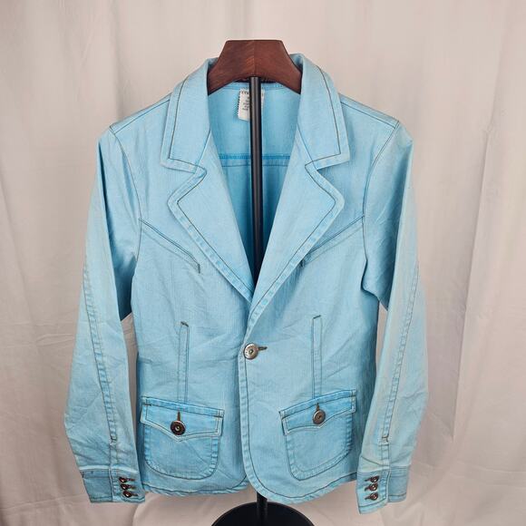 Z. Cavaricci Denim Blazer Jacket L Stretch Cotton Western Y2K Statement Piece - Picture 1 of 5